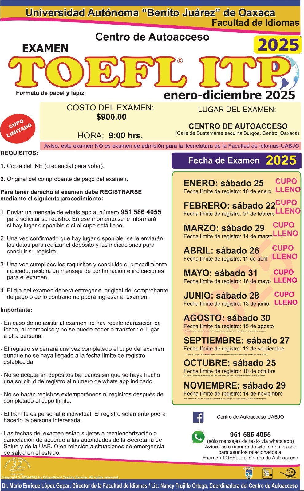 toefl junio cupo lleno